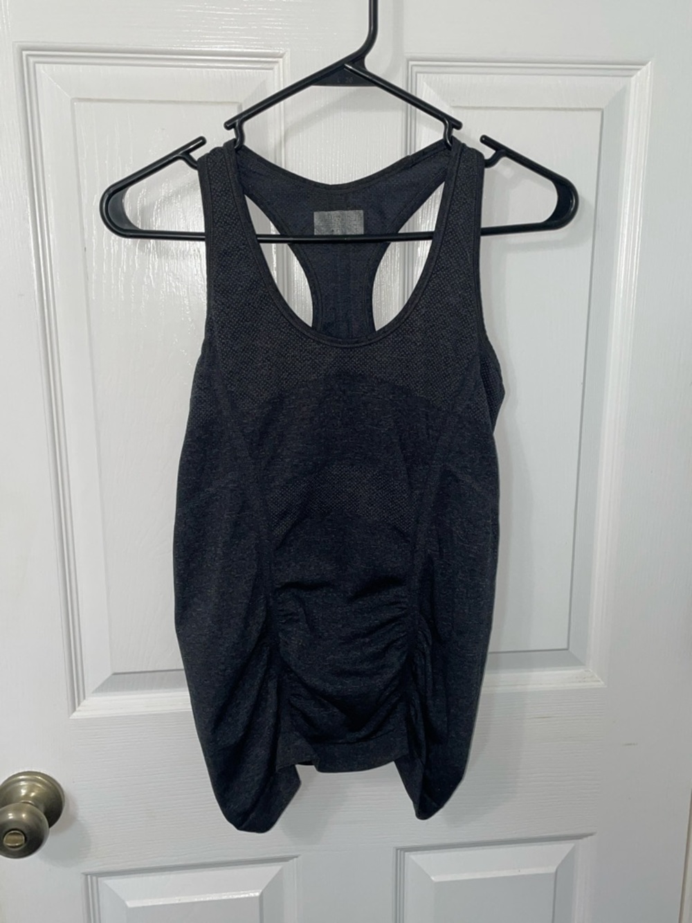 Athleta Charcoal Gray Racerback Ruched Workout Tank